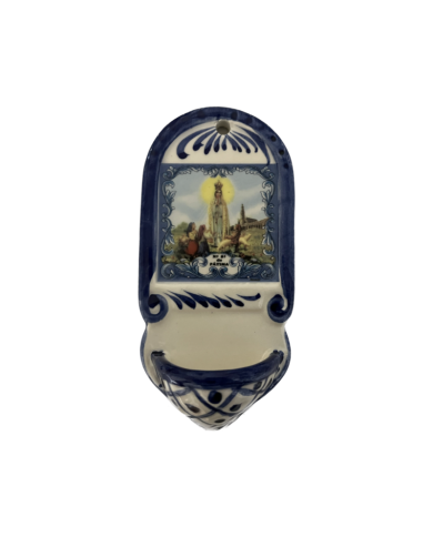 Bénitier en faïence - Notre dame de Fatima en couleur