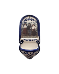 Bénitier en faïence - Notre dame de Fatima en couleur