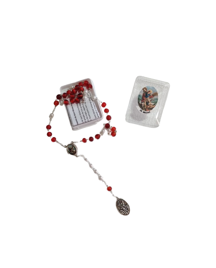 Saint Michael rosary with prayer and box